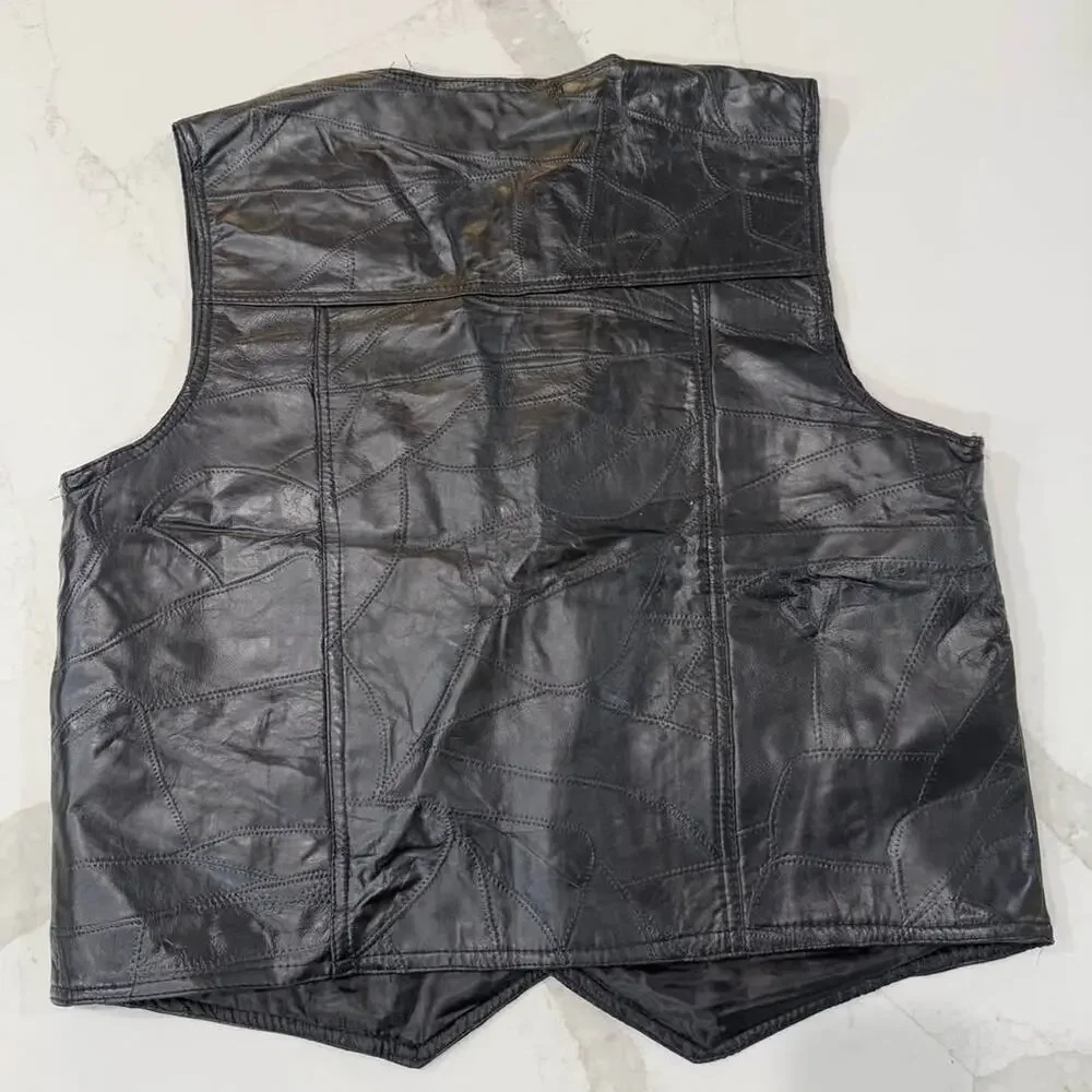 Vintage Duke Haband Genuine Leather Vest Black Mens Size XL Motorcycle Bikercore - Picture 6 of 7